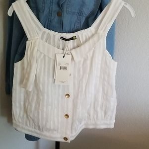Leifsdottir Anthropologie white summer top